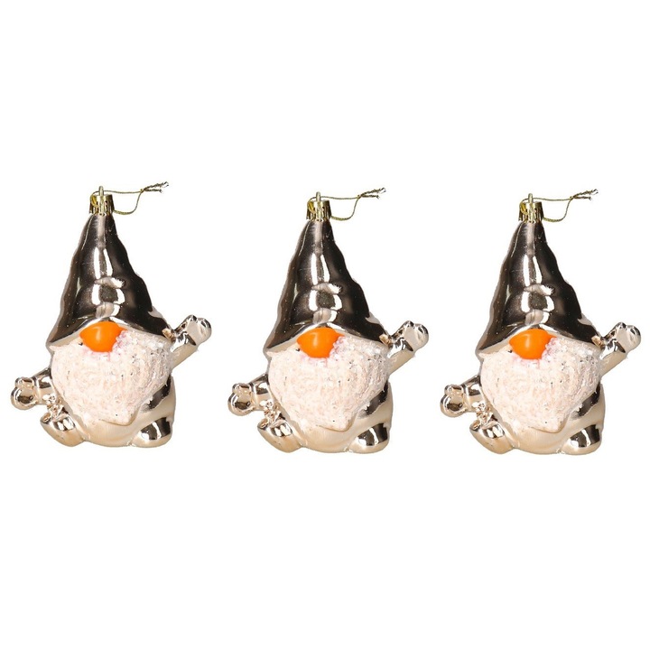 Globuri de Craciun, Luka, set 3 bucati, plastic, 12x10x5,5cm, culoare multicolor