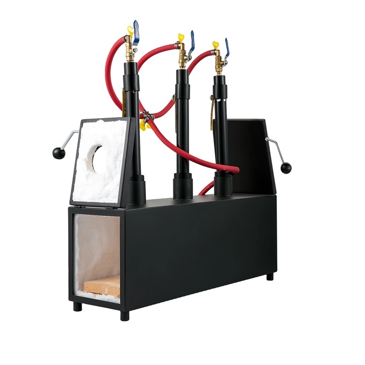 OEM Gáztűzhely, négyzet alakú sütő 3 égővel, 2 ajtóval, 52x38x35cm, tartozékokkal