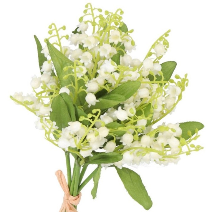 Buchet artificial, Luka, 6 ramuri, alb, 31cm