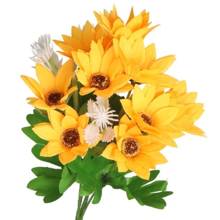 Buchet flori artificiale Luka, 30cm, 10 flori, multicolor