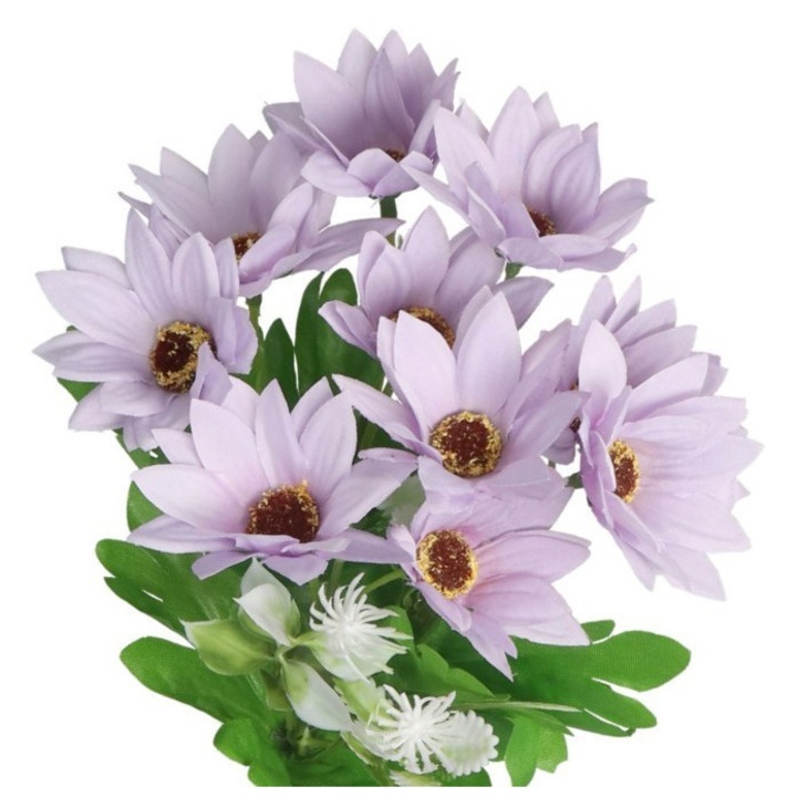 Buchet flori artificiale Luka, 30cm, 10 flori, multicolor