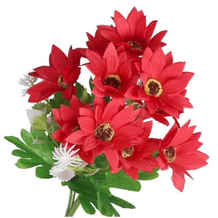 Buchet flori artificiale Luka, 30cm, 10 flori, multicolor