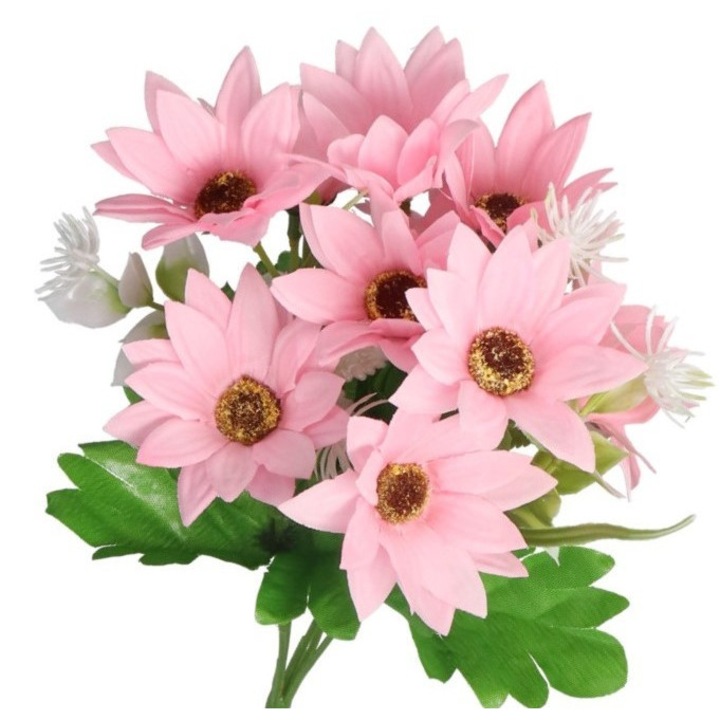 Buchet flori artificiale Luka, 30cm, 10 flori, multicolor