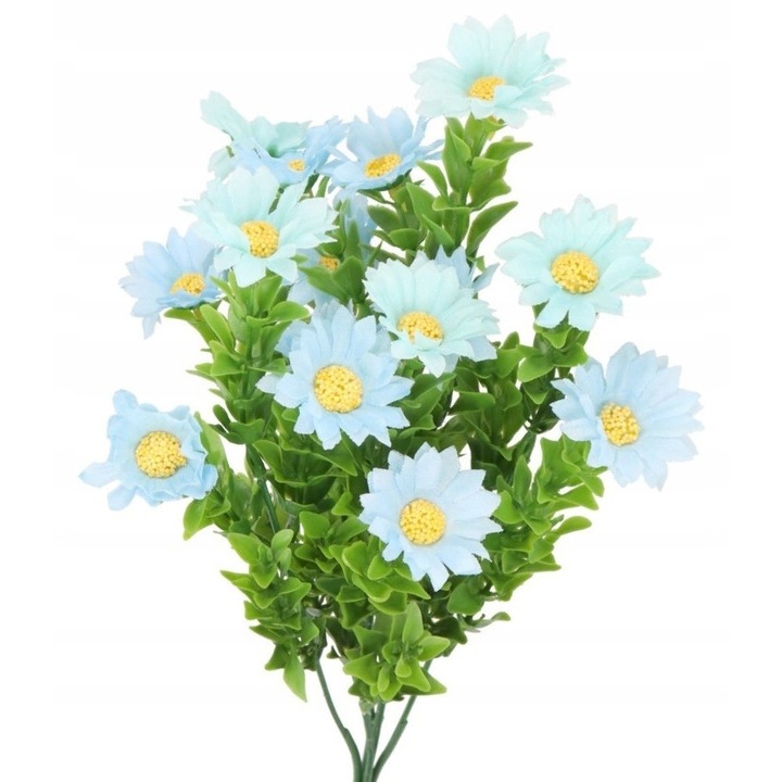 Buchet flori artificiale Luka, 15 flori, 35cm, albastru