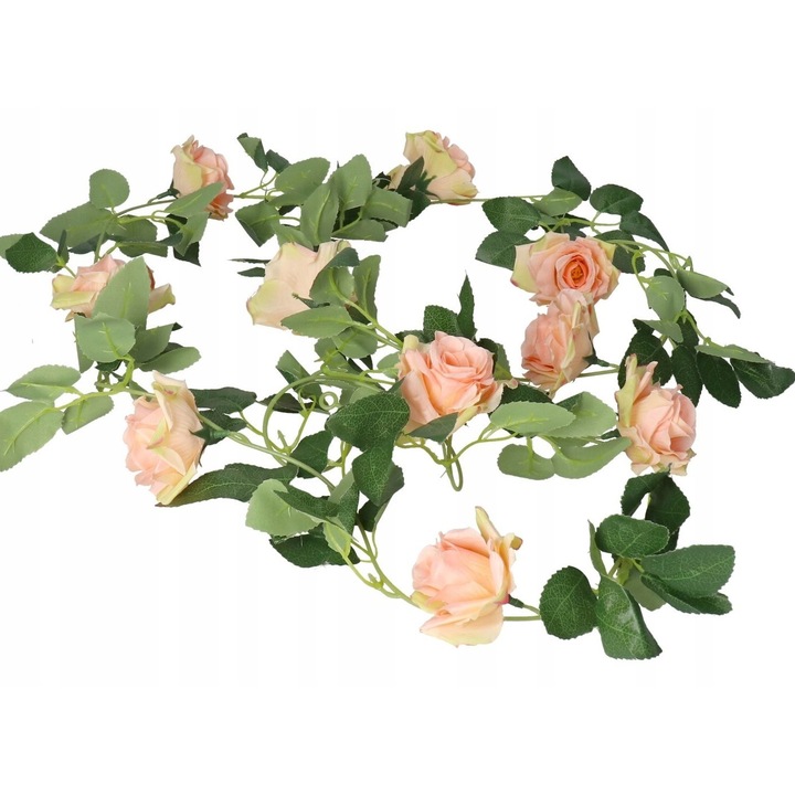 Girlanda artificiala cu flori roz, Luka, 220x10cm, interior