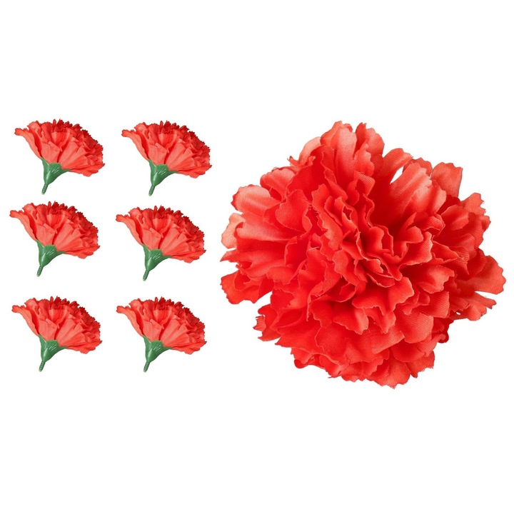 Комплект от 12 висококачествени изкуствени цветя, Лука, червени, 9x6 см