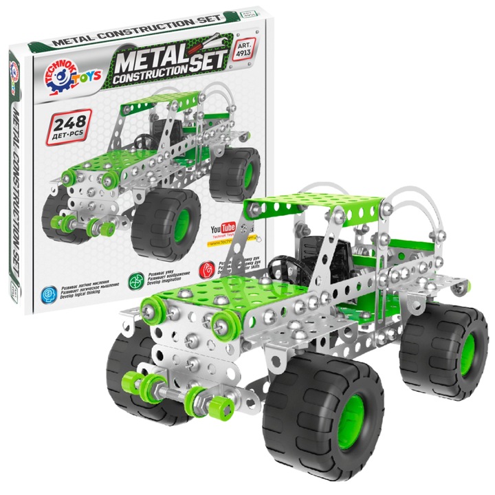 Комплект за конструиране на метални офроуд превозни средства TechnoK, 181 части, 40x20x21 см