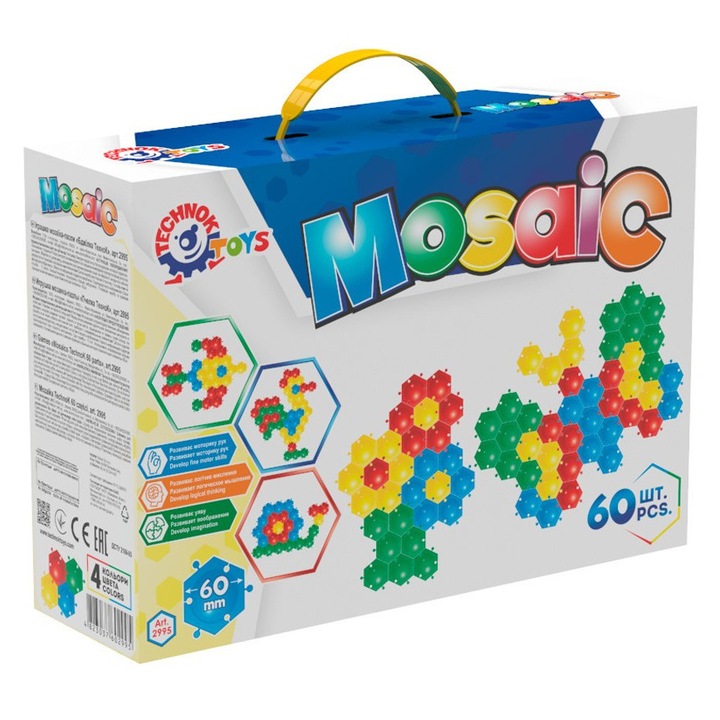 Set constructie TechnoK Mosaic, 60 piese, multicolor