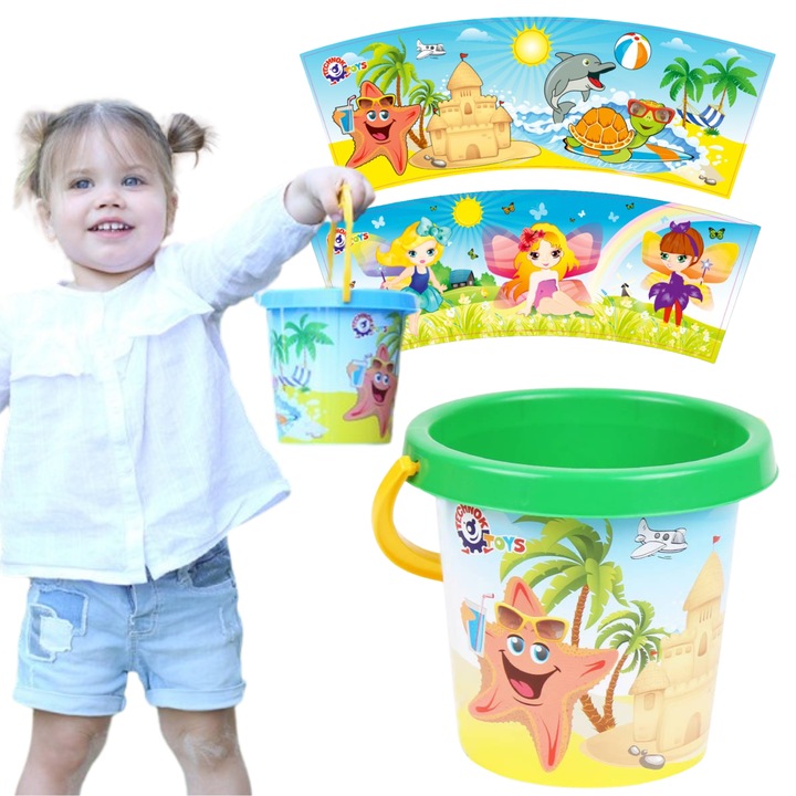 Set wiaderko colorat pentru nisip si apa, TechnoK, 15x13x10cm, 1+