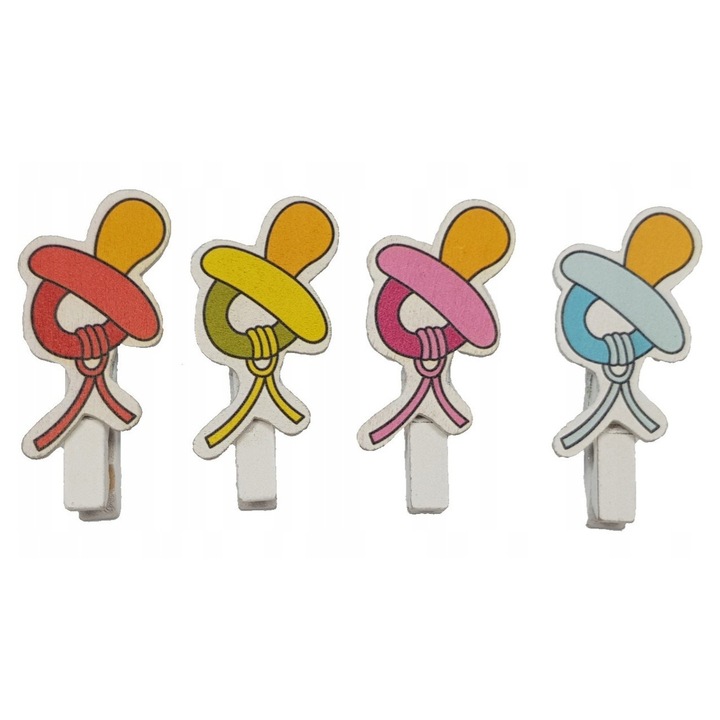 Комплект от 8 парти декорации, Лука, дърво, модел на залъгалка, 4,4 см x 6 мм, многоцветни