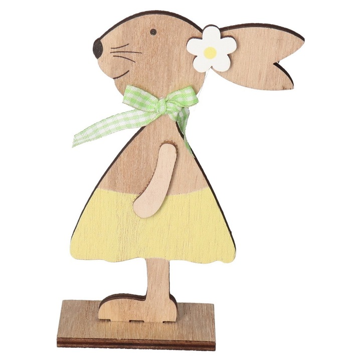 Figurina decorativa din lemn, Luka, iepuras de Paste, 15x10,5x4cm, set