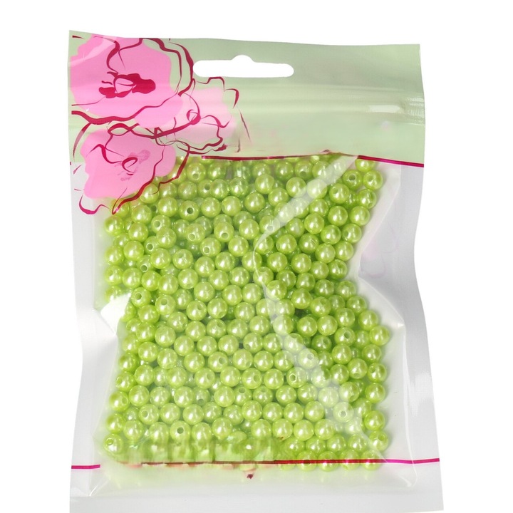 Set 400 bucati margele verzi cu gaurele, 6 mm, Paula