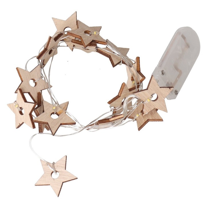 LED karácsonyi égők, Luka, 15 darabos készlet, 1,10 m, csillag mintázat