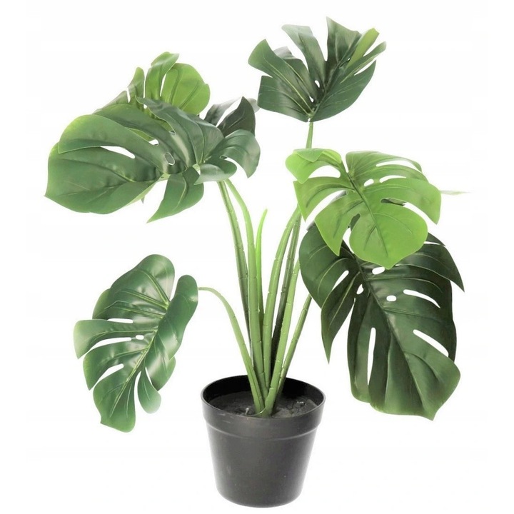 Planta artificiala Monstera, Luka, 62cm, set cu ghiveci, verde