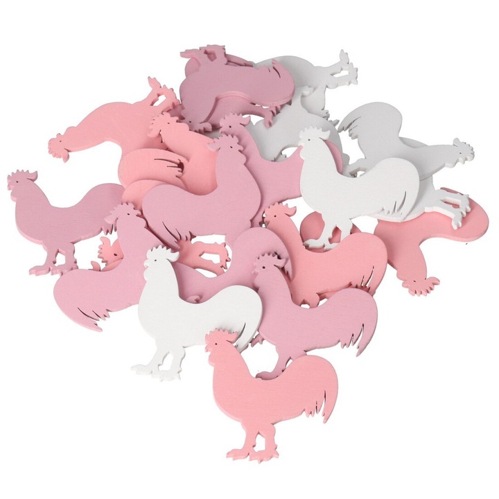 Set 24 Ozdobe Decorative Din Lemn, Luka, Diverse Culori, 5x4,5cm