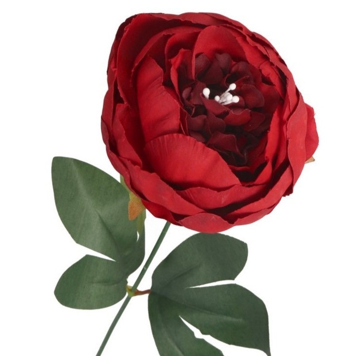 Ramura artificiala de bujor, Luka, rosie, 36cm