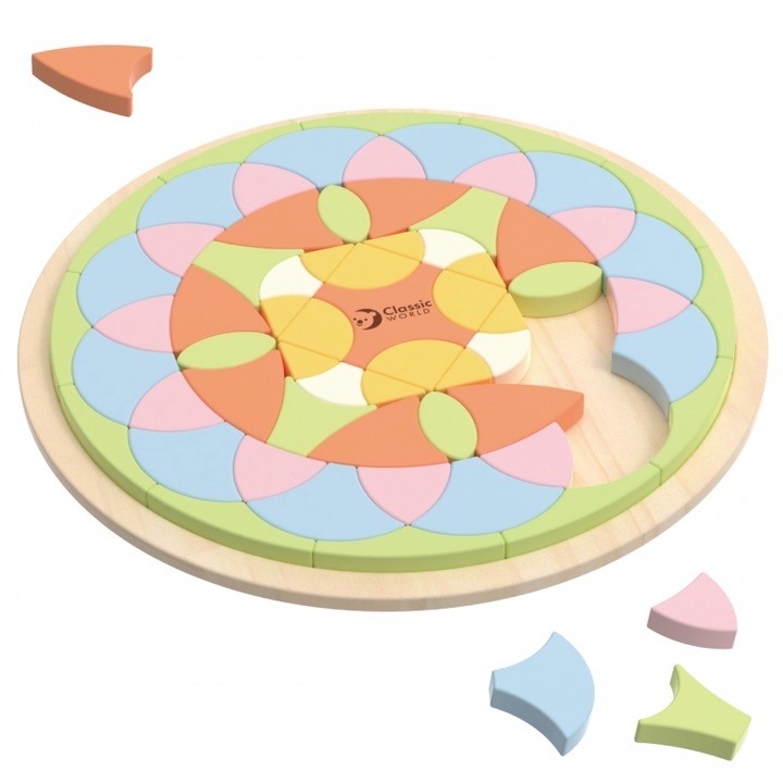 Set Jocuri Educative Classic World, Klocki Mandala Colorate, Pastel, 20x20cm