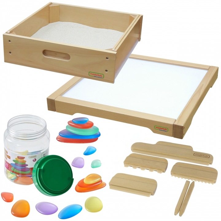 Masterkidz szenzoros LED panel, 1,5 m, homokozóval és színes kavicsokkal