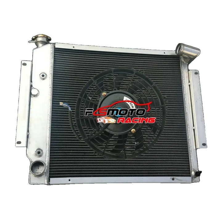 Radiator din aluminiu cu ventilator, MOTO RACING, design cu 3 randuri, capacitate mare de racire, constructie durabila