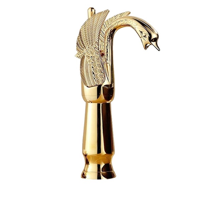 Fürdőszobai csaptelep, modern dizájn, arany bevonat, mosogatóra szerelhető, magas kivitel