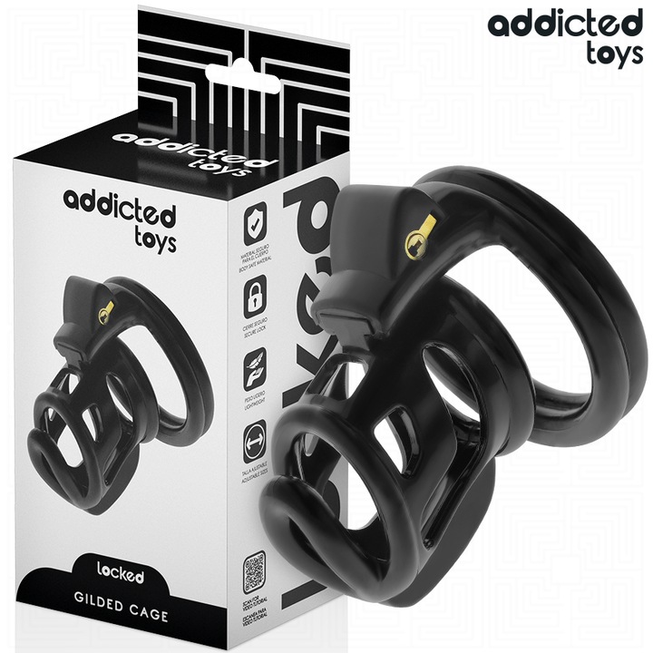 Centura de castitate, metal, Addicted Toys, M, 83mm inaltime, 36mm diametru, negru