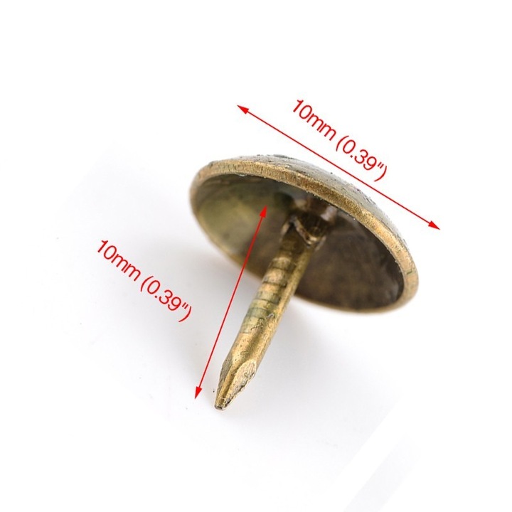 Комплект от 300 класически пирона (за мебели), бронз, 10x10 мм, тип 2