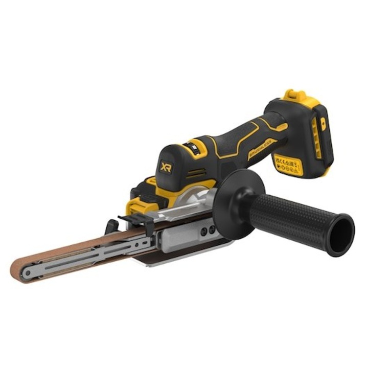 Szalagcsiszoló 18V DCM200N-XJ, DeWALT, fekete, sárga, állítható sebesség
