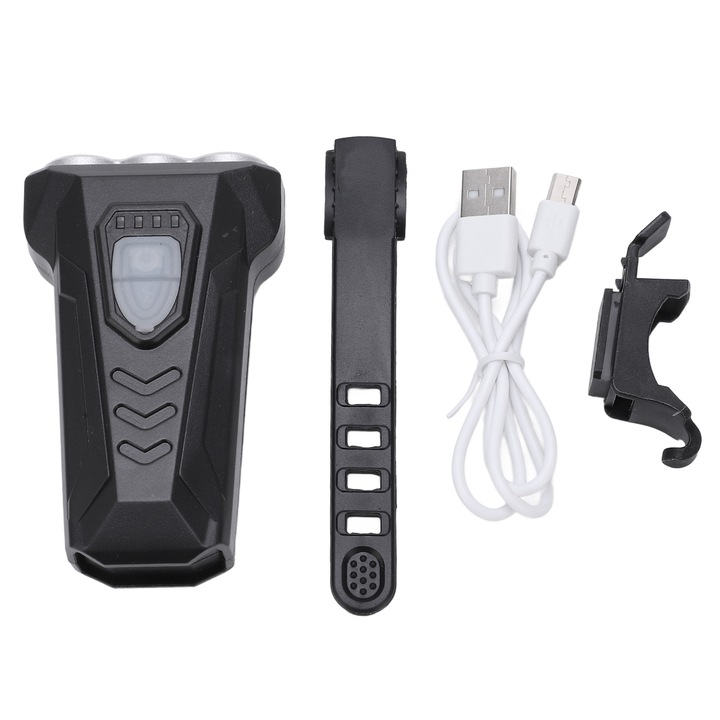 USB-s újratölthető kerékpárlámpa, 4 mód, vízálló, kompakt