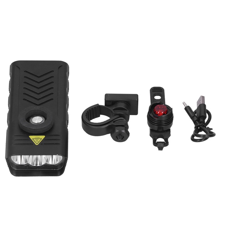 Többfunkciós kerékpár lámpa, USB, vízálló, alumínium, kompakt