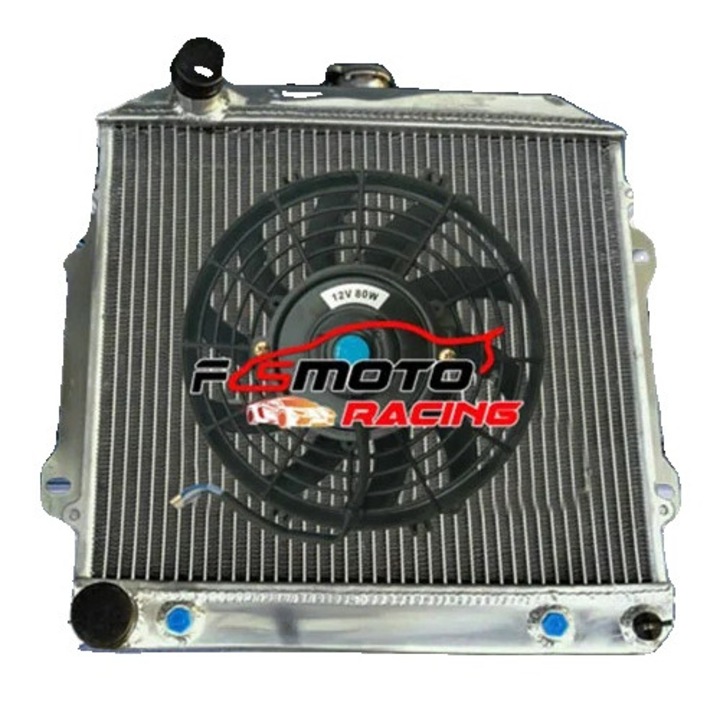 Radiator din aluminiu 5 randuri pentru Toyota A20 Celica 1971-1977, dimensiuni 353x398mm, capac radiator inclus