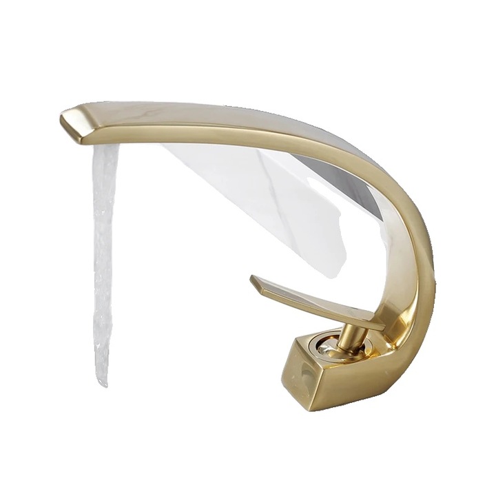 Pultra szerelhető fürdőszobai csaptelep, egykaros vezérlés, szálcsiszolt arany színben