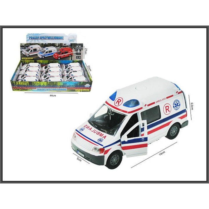 Masinuta metalica cu sunet Ambulanta, HIPO, 10x5x5cm