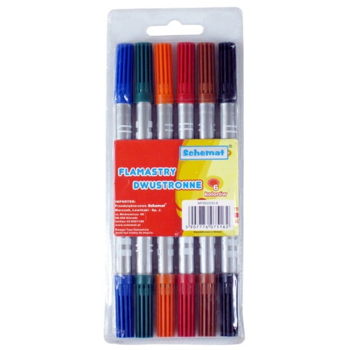 Markere Schemat set 6 culori, varf dublu, culori stralucitoare, ventilate