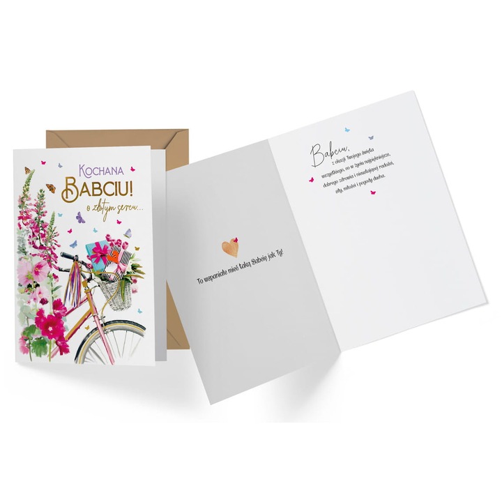 Felicitare KUKARTKA Passion Premium, B6, 16.6x11.7cm, cu decoratiuni metalice si perlate, interior colorat, cu plic asortat