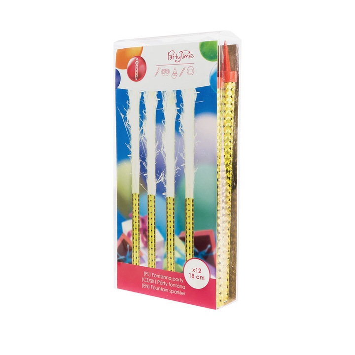 Комплект от 12 парти аксесоара Arpex фонтан 18 см златен