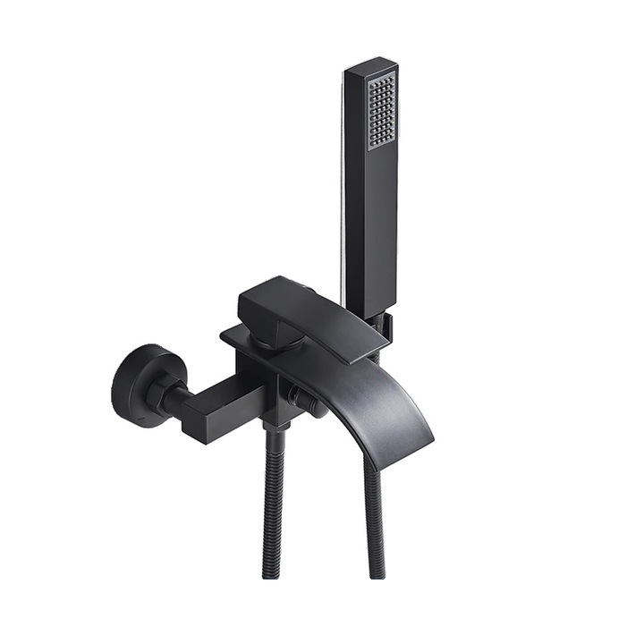 Kádcsaptelep, modern dizájn, sárgaréz szerkezet, matt fekete, meleg/hideg víz szabályozás