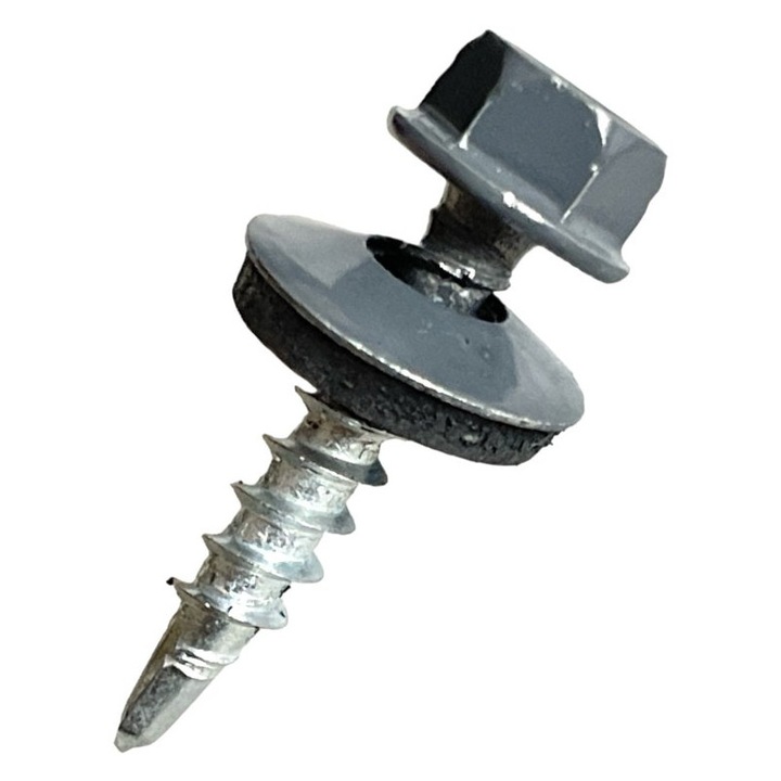 Surub autoperforant, OEM, Otel zincat, Acoperirea galvanizata ofera o protectie excelenta impotriva coroziunii, Capul de spalare distribuie uniform presiunea, Otelul de inalta calitate asigura durabilitatea, Design robust, 4.8 mm x 20 mm, Gri