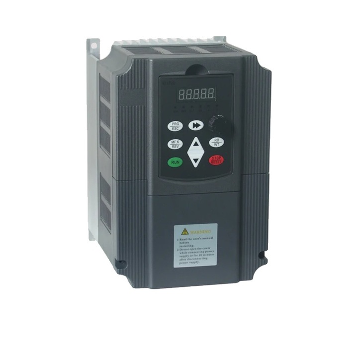 VFD конвертор, 7.5KW, 220V към 380V, усъвършенствана защита, черен, 1 фаза, 3 фази