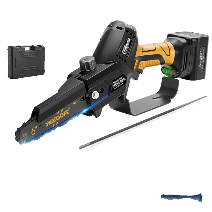 Láncfűrész, CS-1 Y, szénkefe nélküli motor, 2 akkumulátor, hordozható kialakítás