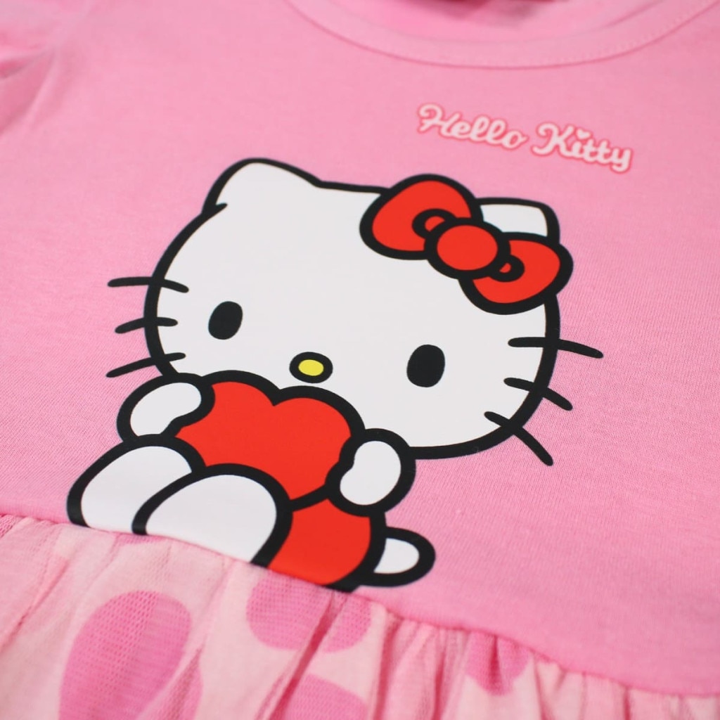 Rochie de vara cu tul, Hello Kitty cu inimioare Roz - eMAG.ro