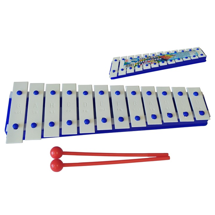 Ütőhangszer szett, játékok, 12 hangú diatonikus harangjáték, 60 darab