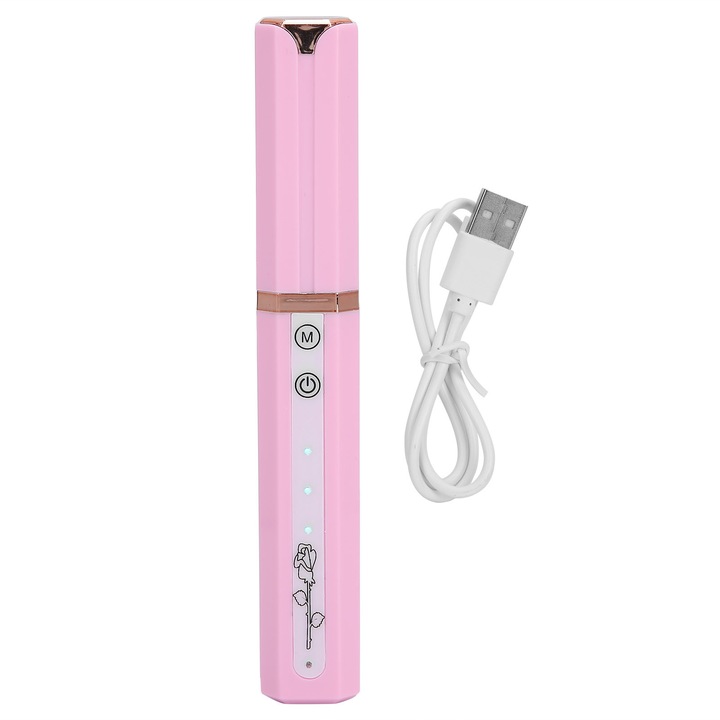 Curba de gene electrica cu incarcare USB, Zeaicos, roz, 3 niveluri de temperatura, accesorii machiaj