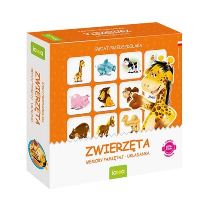 Игра за памет JOKOMISIADA, комплект от 32 части, животни, 10x10 см