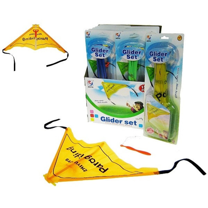 Хвърчило Хипопотам с фигурка на пилот, 45x32 см, комплект с изстрелвателна машина, 4 цвята