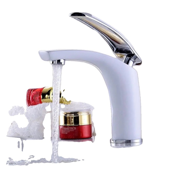 Szaniter csaptelep, fehér, elegáns kialakítás, egyszerű telepítés, egykaros kivitel