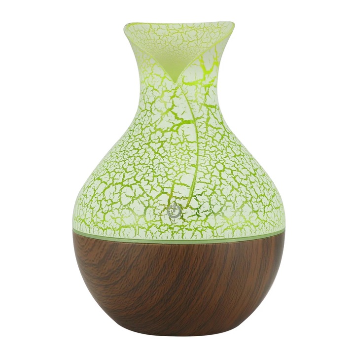 Difuzor ulei esential 130ml, LED, umidificator, aromaterapie, model lemn deschis, 19.9x2.88cm