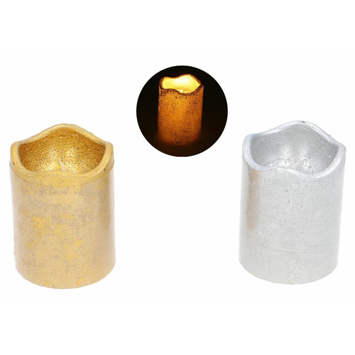 Комплект от 10 LED восъчни свещи, златни и сребърни, 7x9 см