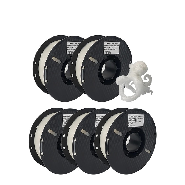 Filament PLA 5KG transparent pentru imprimante 3D, diverse culori, 1.75mm, lungime 300m