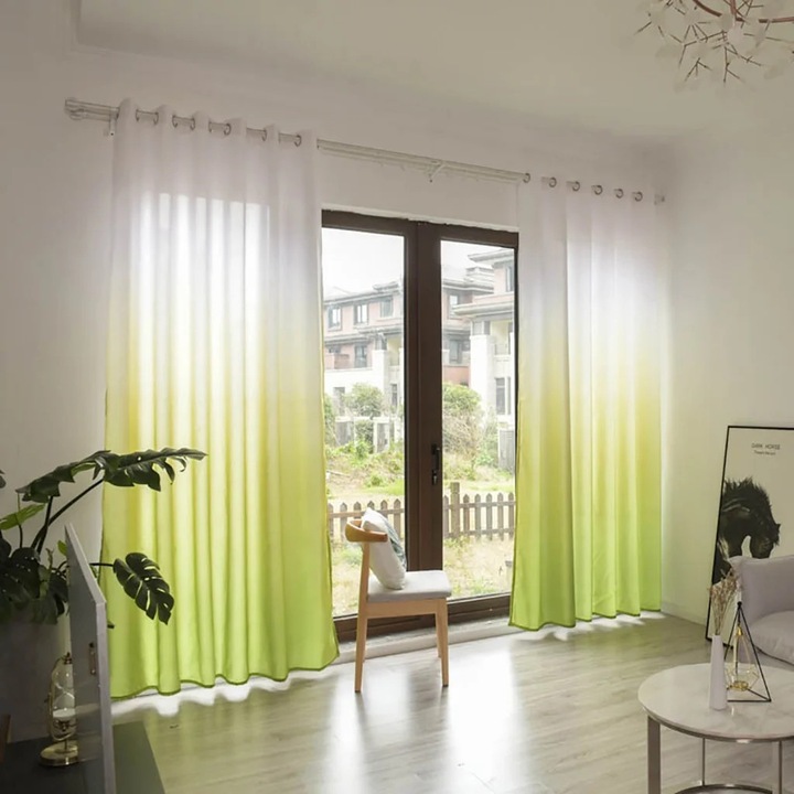 Draperie voal verde frunze 1 panel 140x250cm