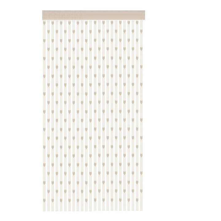 Perdea sir inima, YANYXR, 100x200cm, bej, transparenta